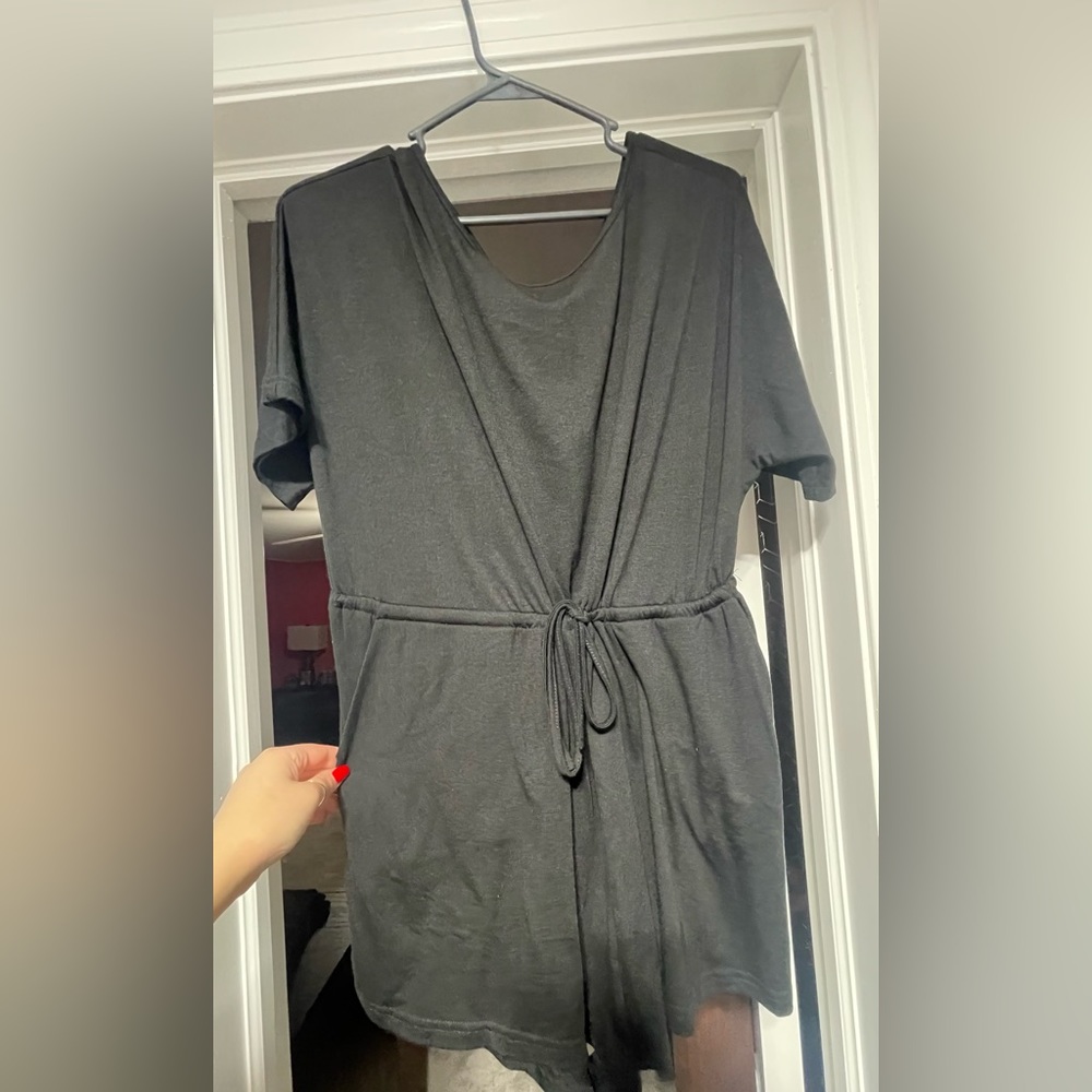 Romper with leopard back strap
